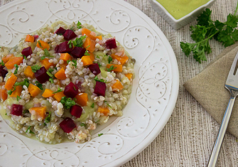 Buckwheat With Carrots, Beets And Zucchini Sause